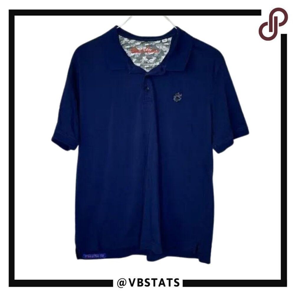 Robert Graham Short Sleeve Navy Blue Cobalt Polo in Size XL Classic Fit